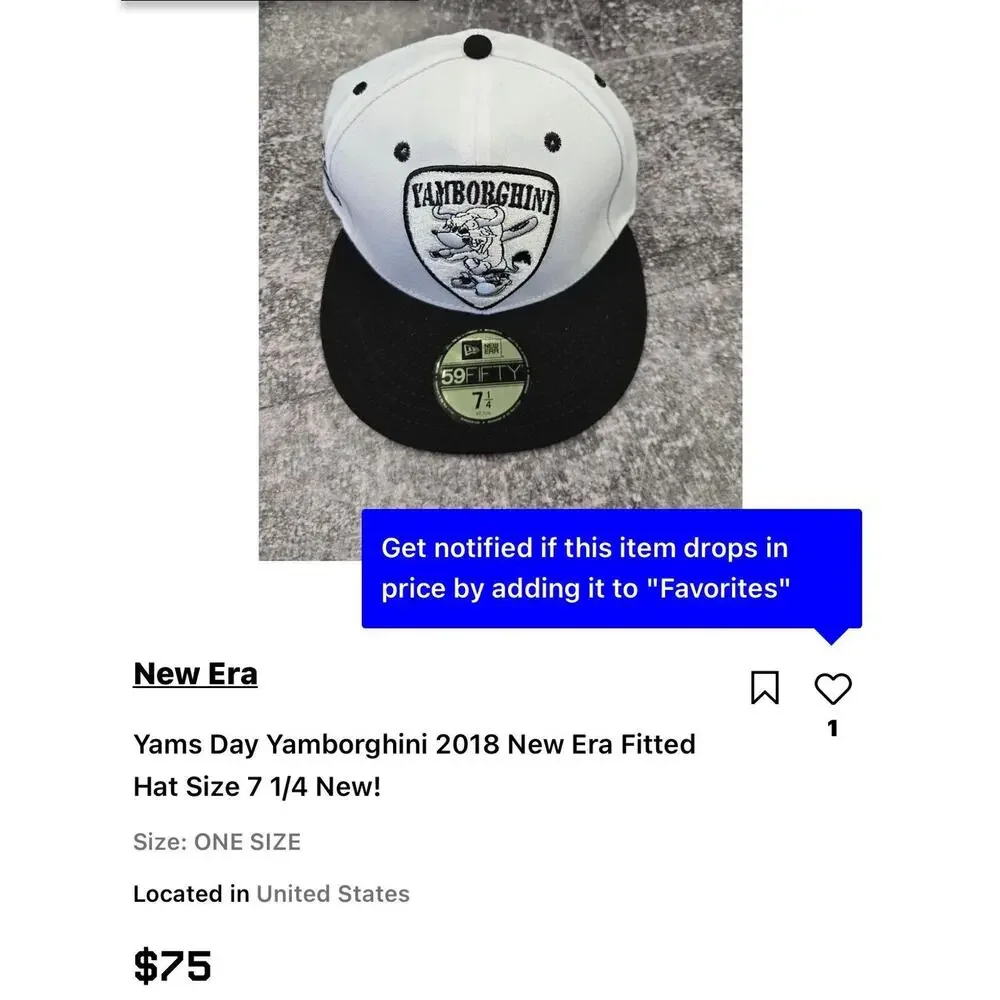 Yamborghini New Era Blk/Wht 7 5/8 fitted hat - Picture 1 of 7